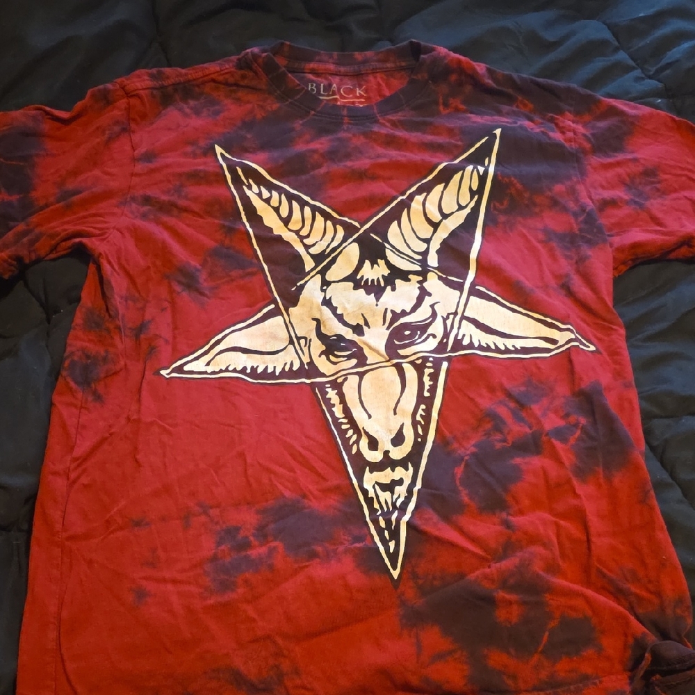 Blackcraft Red and Black Tie-Dye Goat Pentagram Tee